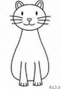 آموزش نقاشی گربه به کودکان سایت 4s3.ir