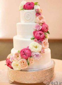 تزیین کیک های عروسی با گل های طبیعی سایت 4s3.ir