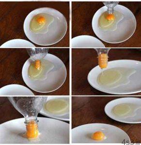 آموزش تصویری جدا کردن زرده از سفیده تخم مرغ سایت 4s3.ir