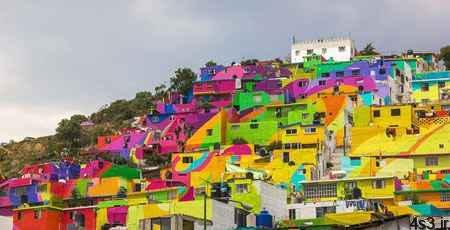 شهر رنگین کمانی در مکزیک (+تصاویر)