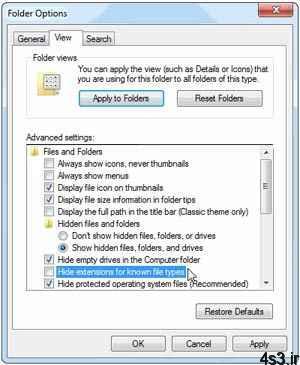 ترفندهای کامپیوتری : نمایش پسوند تمامی فایل‌ها در ویندوز