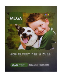 کاغذ چاپ عکس گلاسه مگا مدل PHG-260 سایز A4 بسته ۱۰۰ عددی