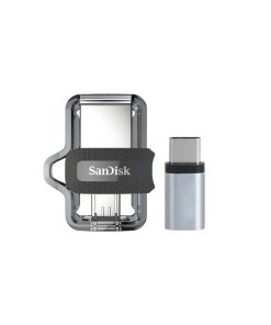 فلش مموری سن دیسک مدل Ultra Dual Drive m3.0 ظرفیت 64 گیگابایت با دو رابط USB Type-A و USB Type-C، سرعت انتقال 130 مگابایت بر ثانیه، استاندارد USB 3.2 Gen1، مناسب انتقال سریع و ایمن فایل بین دستگاه‌های هوشمند