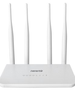 مودم 4G LTE نتربیت مدل NW-431F با پشتیبانی از استاندارد Wi-Fi 4، سرعت 300Mbps در باند 2.4GHz، چهار پورت LAN برای اتصال سیمی پایدار و منبع تغذیه آداپتور برق