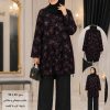 بلیز زنانه مجلسی مشکی طرح‌دار کد 001 | مناسب مهمانی و مجالس