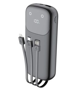 پاوربانک 22.5 وات بودی مدل PB083B1 ظرفیت 10000 میلی‌آمپرساعت به همراه سه کابل USB-A، USB-C و لایتنینگ